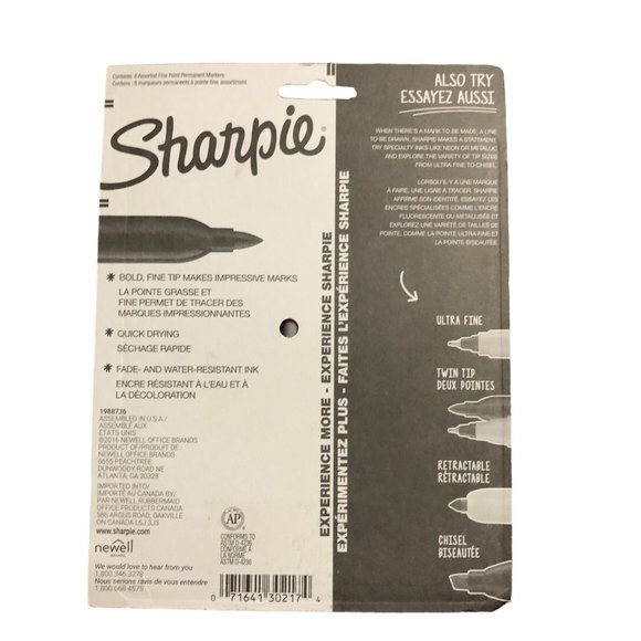 Sharpie Markers Set of 8 NEW Multicolor Fine Point - Picture 3 of 7